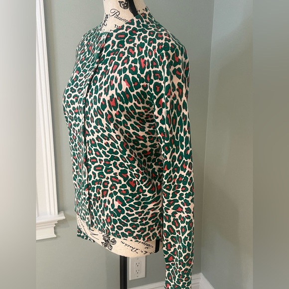 NWT Brooks Brothers Green and Pink Leopard Print Cardigan | Size S - Picture 7 of 12